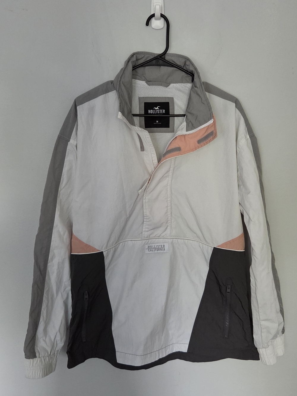 Hollister Womans Colorblock Anorak Jacket - White, Gray & Peach - Picture 2 of 11